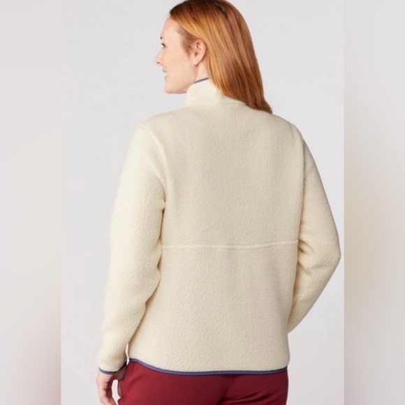 Patagonia Retro Pile Marsupial 1/2 Zip Fleece Pullover Natural/Cream/Blue Large - Picture 2 of 12